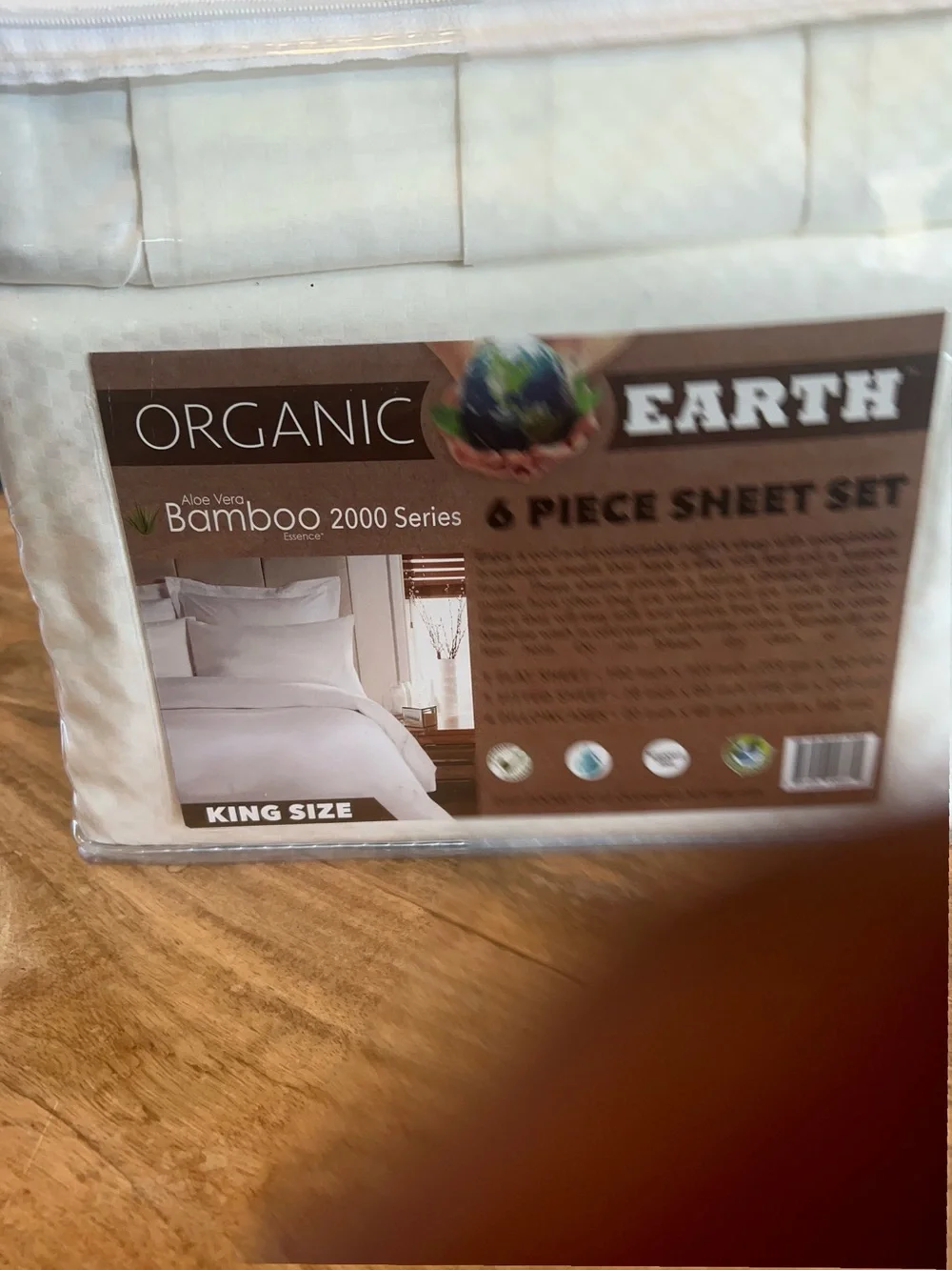 Earth Organic Aloe Vera Bamboo 2000 Series KING SIZE 6-Piece Sheet Set - CREAM